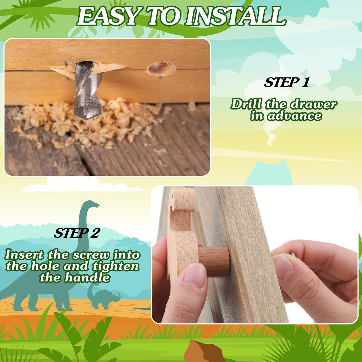 Qunclay Wooden Animal Cabinet Knobs Decorative Wood Dresser Knobs with Screws Dresser Pulls Wood Marine Woodland Animals Knobs Furniture Knobs Qunclay