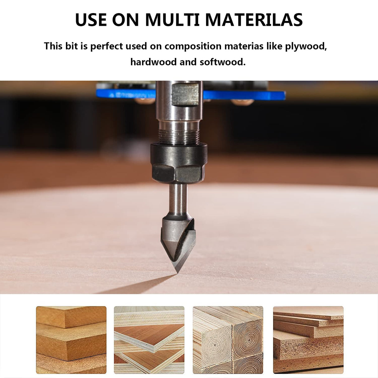 SpeTool Carbdie Tip V Groove CNC Engraving Bit Router Bit CNC Woodwork Tools 60 Deg 1/2 Inch Cutter with 1/4 Inch Shank SpeTool