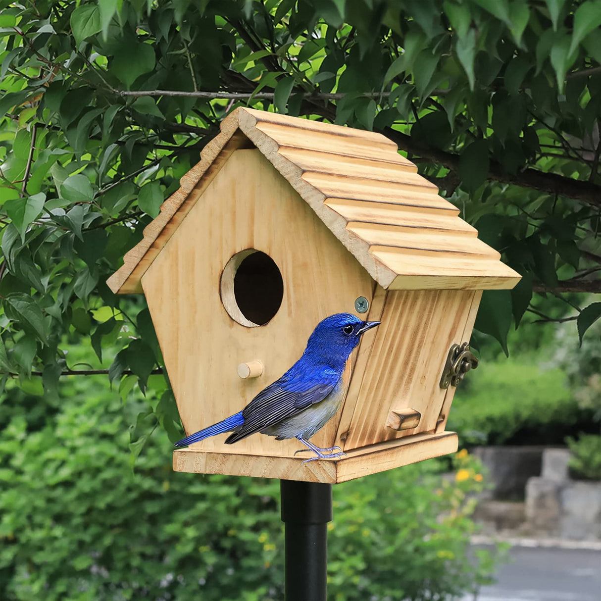 STARSWR Bird House,Outdoor Bluebird House for Outside Clearance,Wooden Birdhouse Finch Cardinals Hanging Birdhouse Nesting Box for Wild Bird Viewing STARSWR