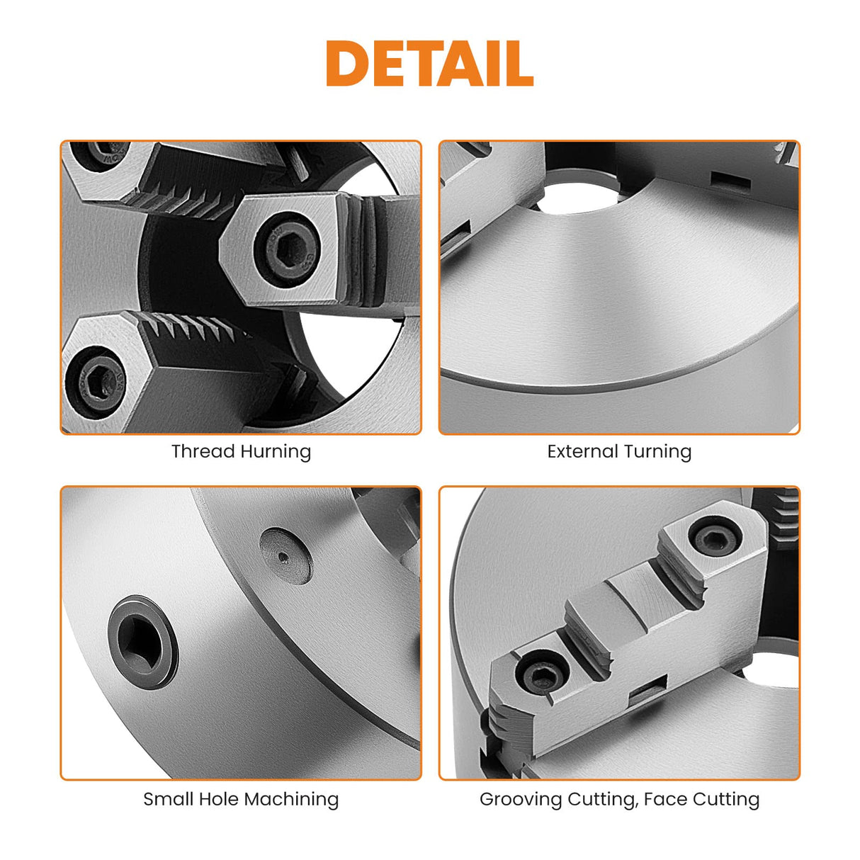 maXpeedingrods 8" 3-Jaw Lathe Chuck, K11-200A Self Centering Chuck, with T-key Fixing Screws Hexagon Wrench, Internal External Grinding for Lathe 3D maXpeedingrods