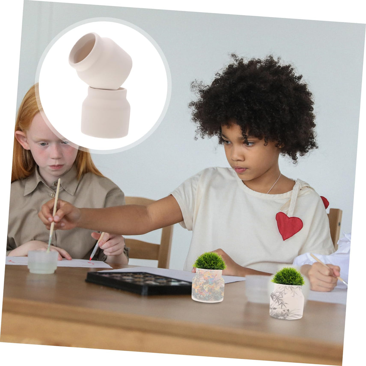 FUNOMOCYA 2pcs Flowerpot Hand Paint Mini Flower Pots Small Planter Unfinished Flower Pot Ceramic Pot Decorative Flower Pot Decorative Planter Floral FUNOMOCYA