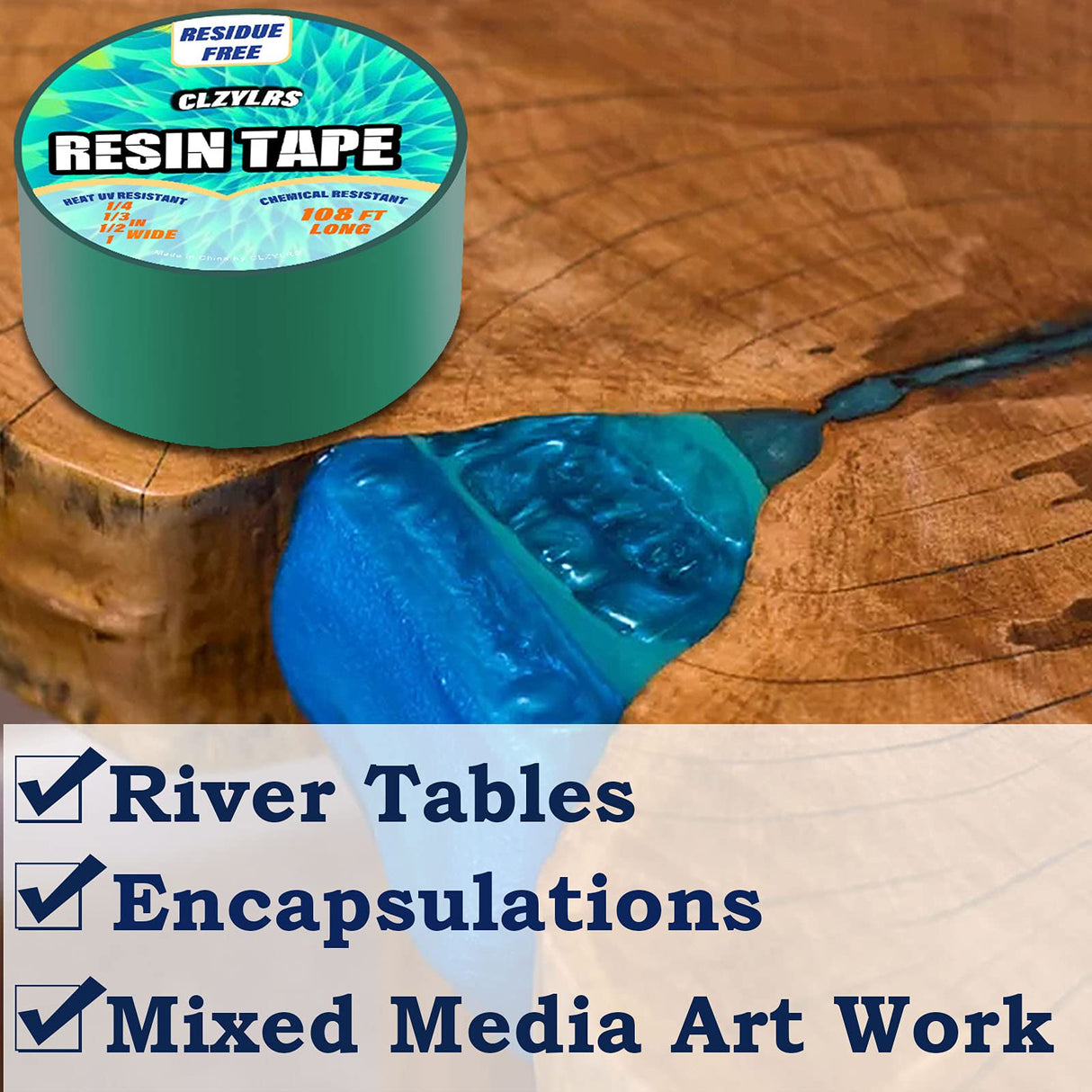 CLZYLRS 4 Rolls Resin Tape for Epoxy Resin Molding-Silicone Thermal Adhesive Tape-Easy Peeling (1inch & 3/4inch & 1/2inch & 1/4 inch) Jonnick