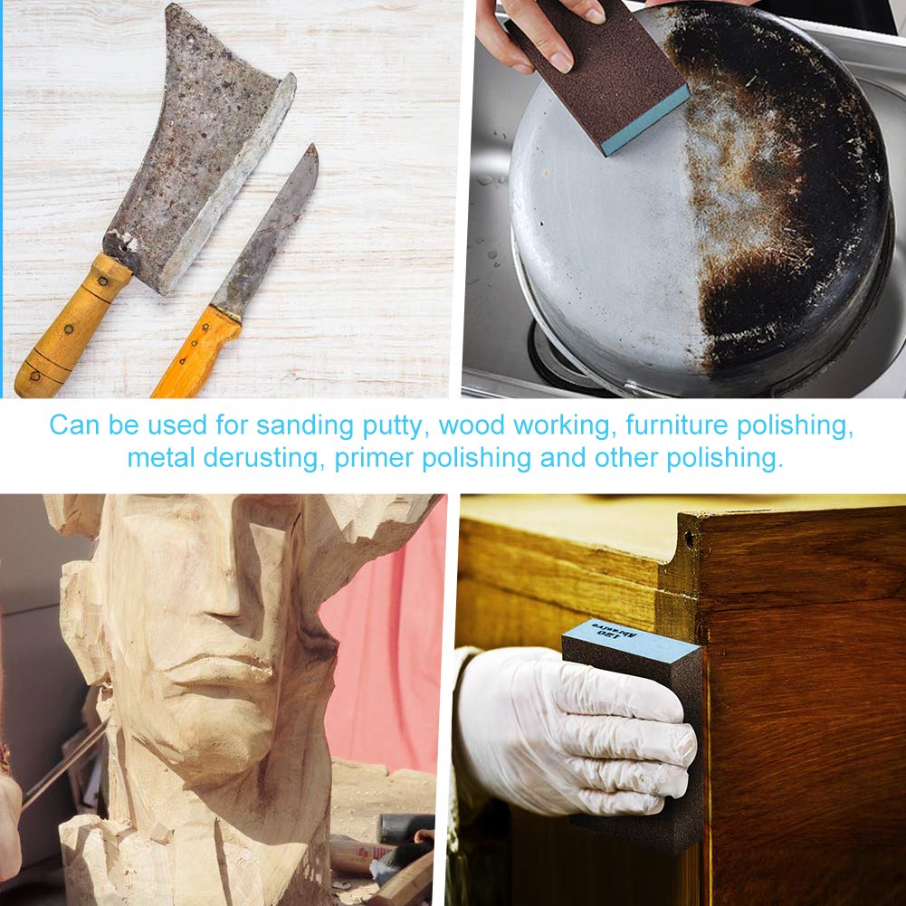 Onarway Sanding Blocks 6 Pack Wet and Dry Dual-use Sanding Sponges, Coarse and Fine - 60/80/100/120/180/220 Grits 6 Different Specifications, Onarway