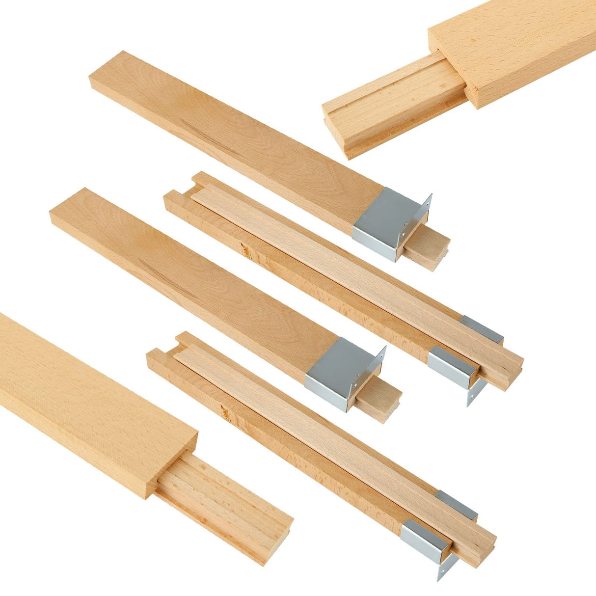 DAJAVE 6PCS 14 Inch Wood Drawer Slides with Metal Slide Glides, Classic Traditional Wood Center Guide Track Mount Drawer Glides Rails Replacement DAJAVE