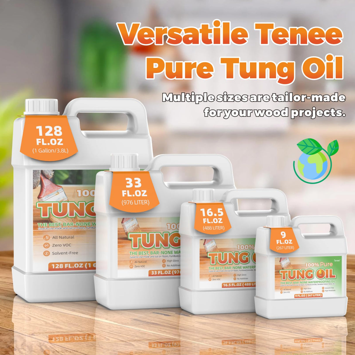 Tenee 9 Fl Oz Pure Tung Oil – Food Safe Wood Sealer Preferred by Experienced Craftsmen – Waterproof Tung Oil That Strengthens & Protect Wood – Wood Tenee