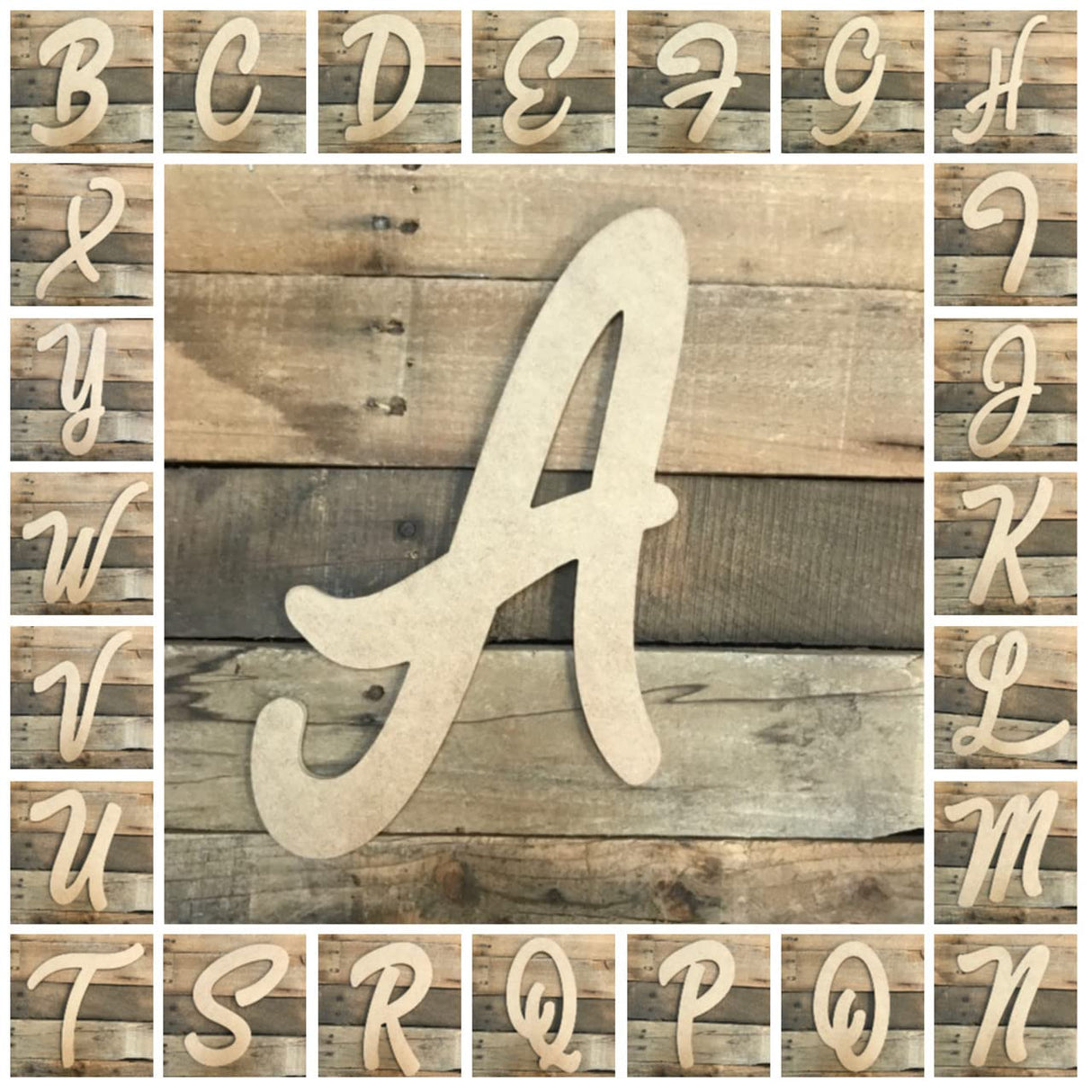 6" Wooden Novelty Letter O Unfinished, Marvelous Script Font, Craft Cutout on 1-8" MDF Build-A-Cross