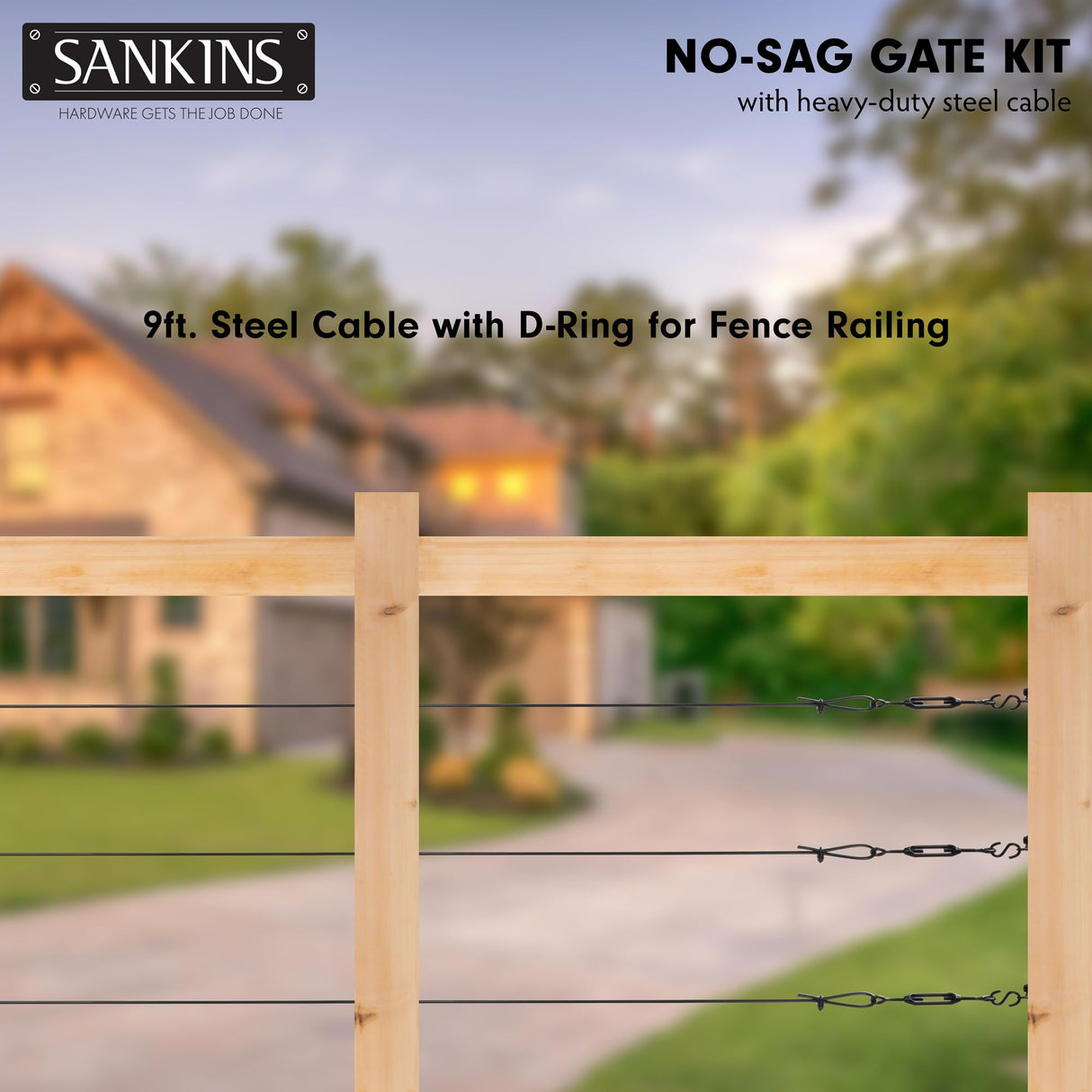 SANKINS Anti-Sag Gate Kits for Wooden Fence, Black Anti-Sagging Gate Support Cable Kit Hardware, Gate Sag Frame Kit Hardware for Wooden Fence, Wood SANKINS