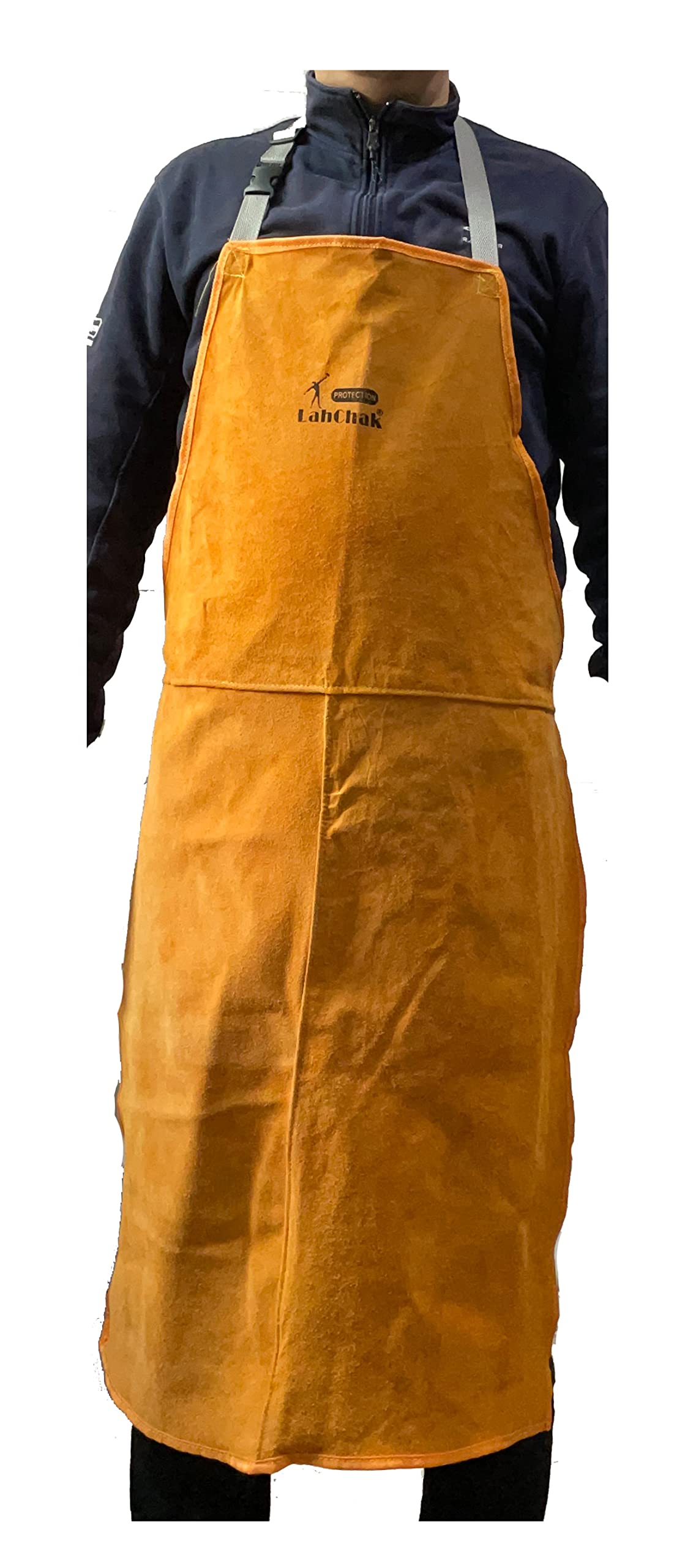 Leather Work Shop Apron with Pocket, Buckle straps, Heat & Flame-Resistant Heavy-Duty Welding Apron LahChak