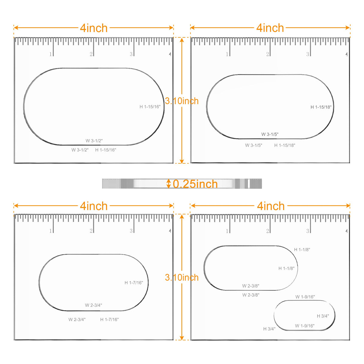 Elliptical Router Template for Woodworking Oval Router Jig Template Inlay Template Set Decorative Templates(4 pcs Oval Inlay Templates) HXLPAY