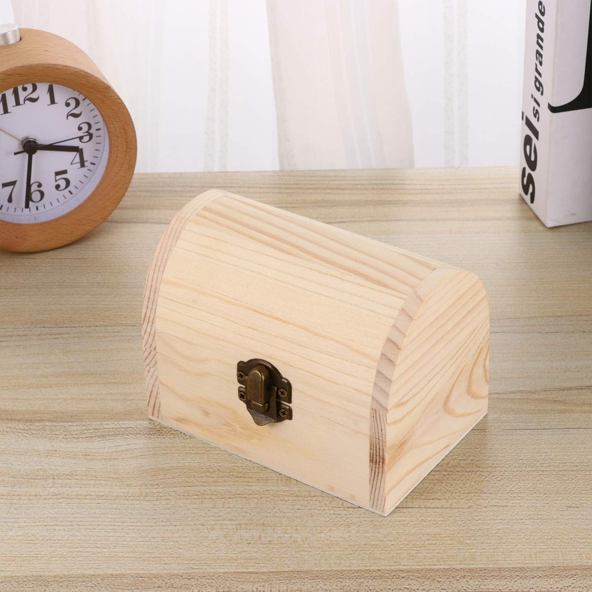 Healifty 6 Pcs Unfinished Treasure Chest Table Top Chest Graffiti Supplies Storage Lock Case Travel Jewlery Case Trinket Antique Decor Wood Case Healifty