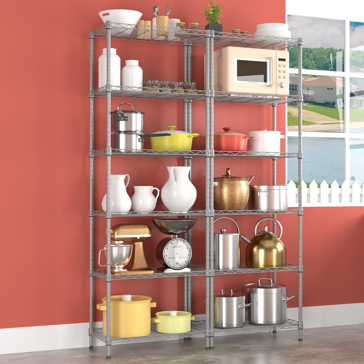 SINGAYE 6-Shelf Wire Shelving Unit, Adjustable Metal Shelves, Standing Shelf, 21.25" W X 11.41D X 69 "H (Silver) SINGAYE