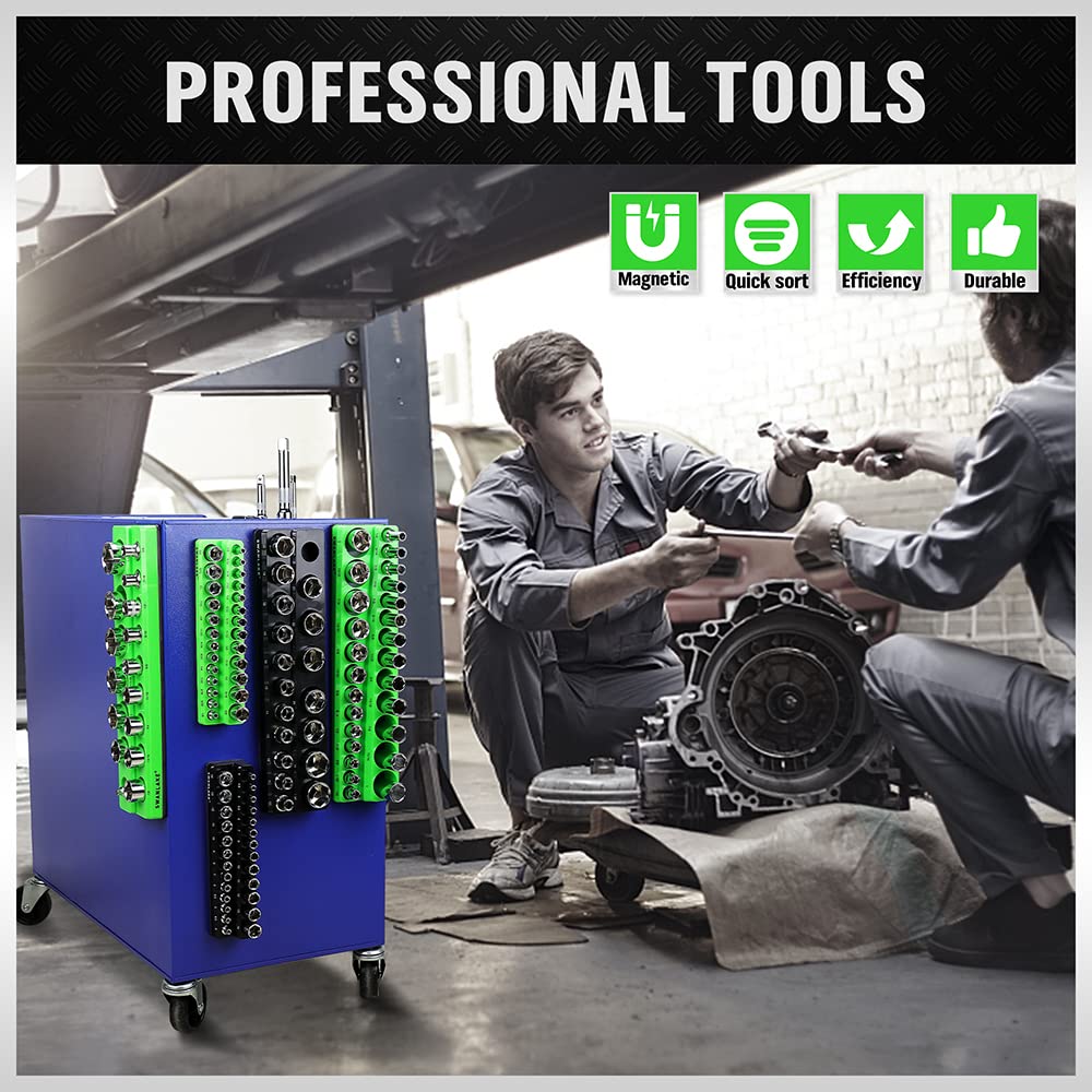 SWANLAKE 6PCS Magnetic Socket Organizer Set, Magnetic Socket Holder, 1/4", 3/8", 1/2" Socket Holds 143 Pieces Magnetic Socket Trays. SWANLAKE GARDEN TOOLS