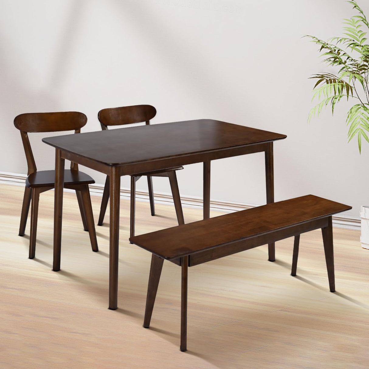 DELAVIN 47.2" Mid Century Modern Kitchen Table,Wood Dining Table, Wooden Kitchen Table, Solid Wood Dining Room Table, Easy Assembly, Walnut DELAVIN