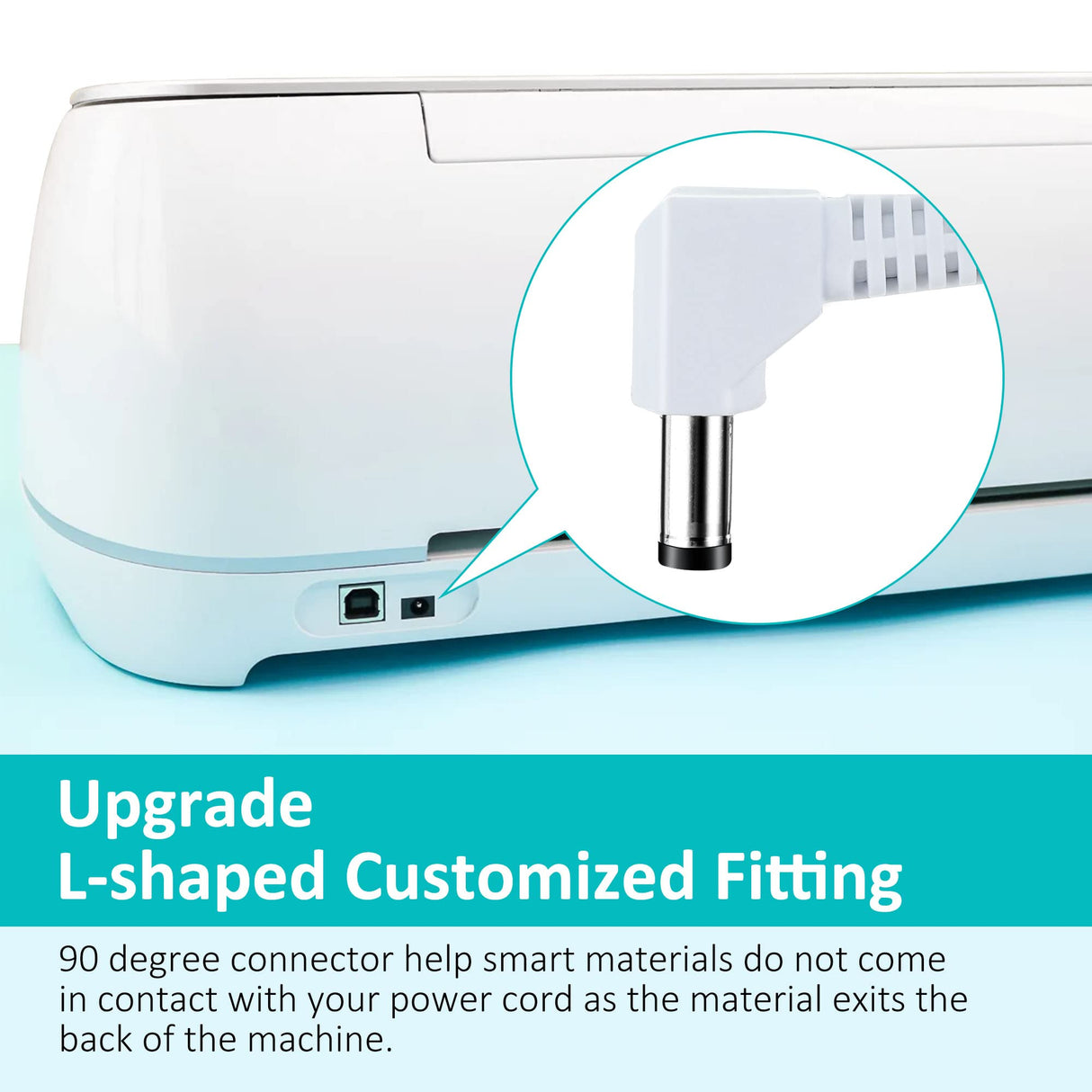 Enhon Power Cord Replacement Compatible with Cricut Explore 3 Cutting Machine, 24V AC DC Power Adapter Replacement Cord with 90 Degree Connector Enhon