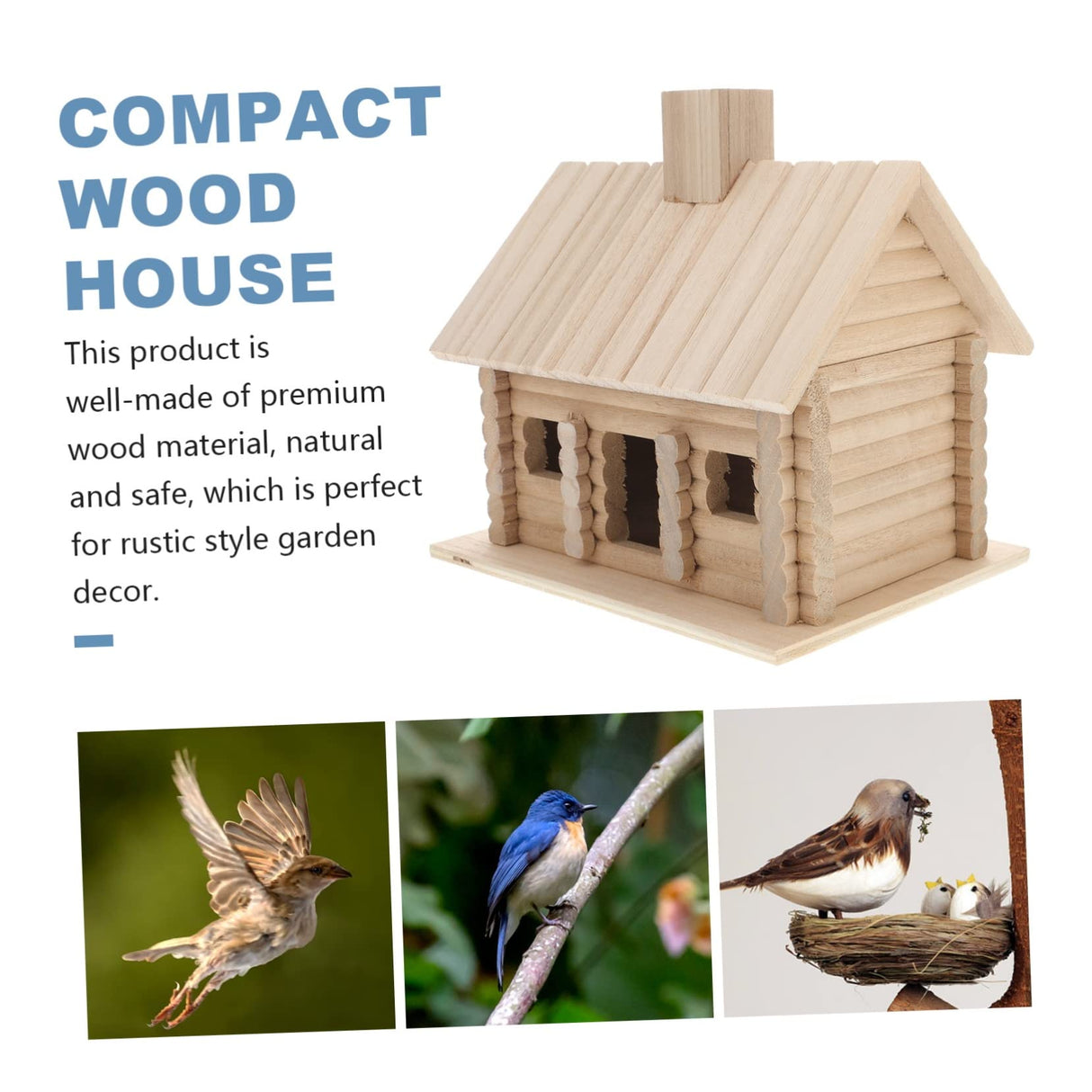 SUPVOX Wooden Bird House Wooden Bird Hut DIY Wood Bird House Parrot Hanging Hideaway Cave Unpainted Bird Hut Birdhouse Craft Kit Hamster Hammock Bed SUPVOX