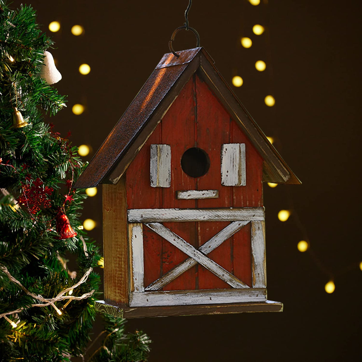 Topadorn Hanging Bird House Outdoor Garden Decorative Wooden Birdhouse Topadorn