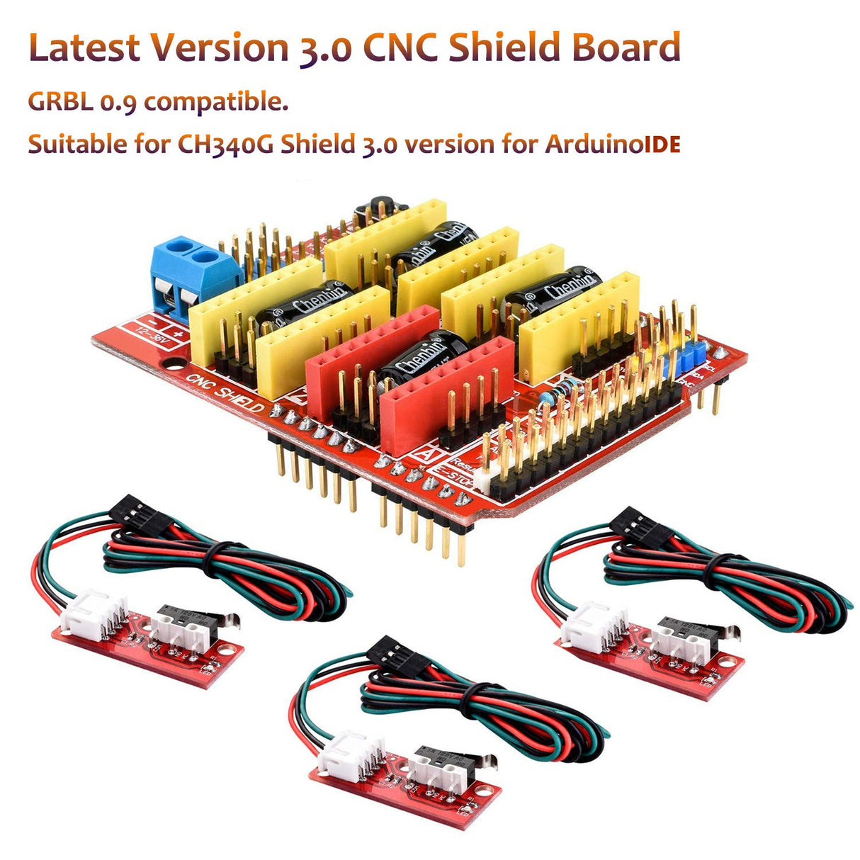3D Printer CNC Controller Ardiuno CNC kit with for ArduinoIDE,Longruner GRBL CNC Shield Board+RAMPS 1.4 Mechanical Switch Endstop DRV8825 A4988 Longruner