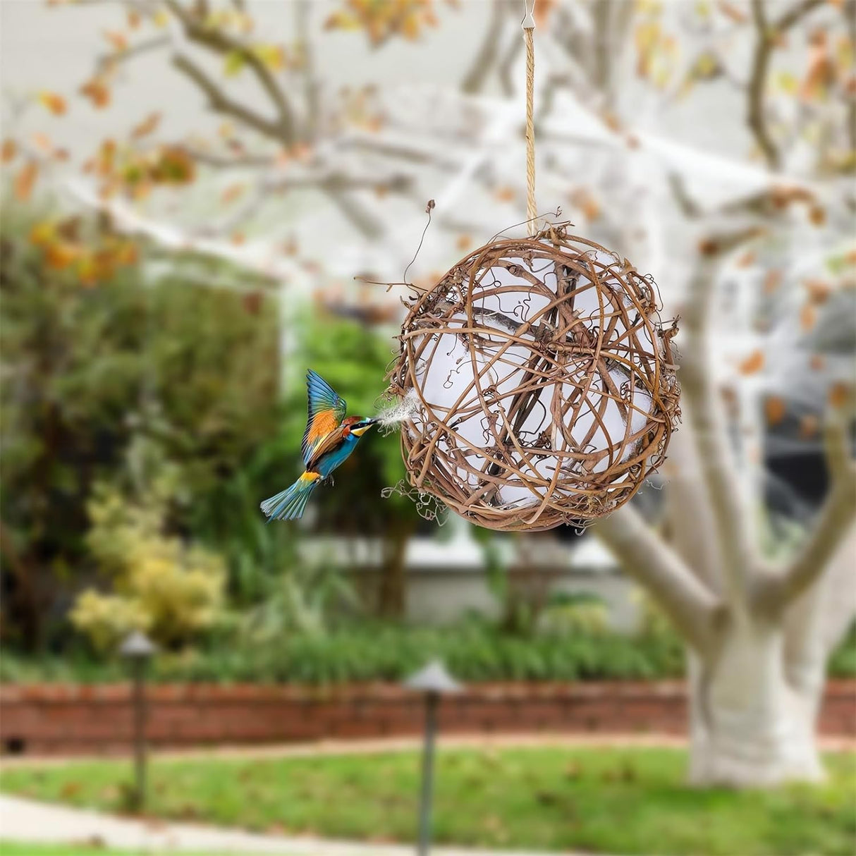 2PCS Globe Hummingbird Nesters - 2024 New Handmade Birdhouse and Birdhouse Materials, Hummingbird Nesting Houses Set, Hanging Bird Nesters for Wild Bagetool