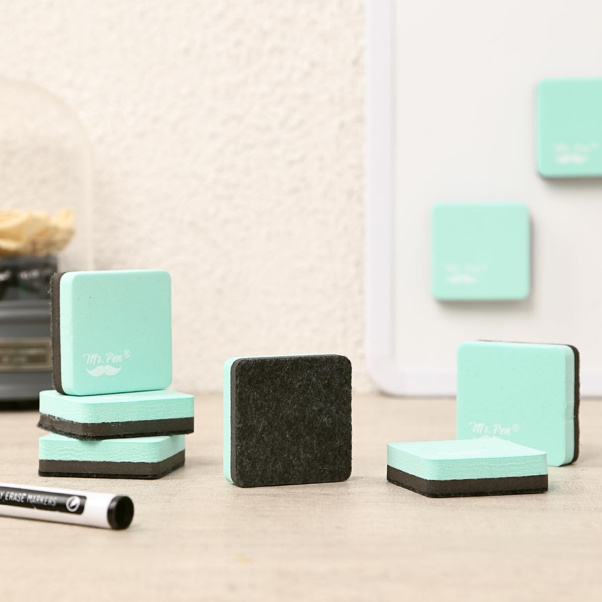 Mr. Pen- Mini Dry Erase Eraser, 24 Pack, Green Magnetic Dry Eraser, Whiteboard Eraser, Dry Erasers for Whiteboard, Magnetic Dry Erase Eraser, Dry Mr. Pen
