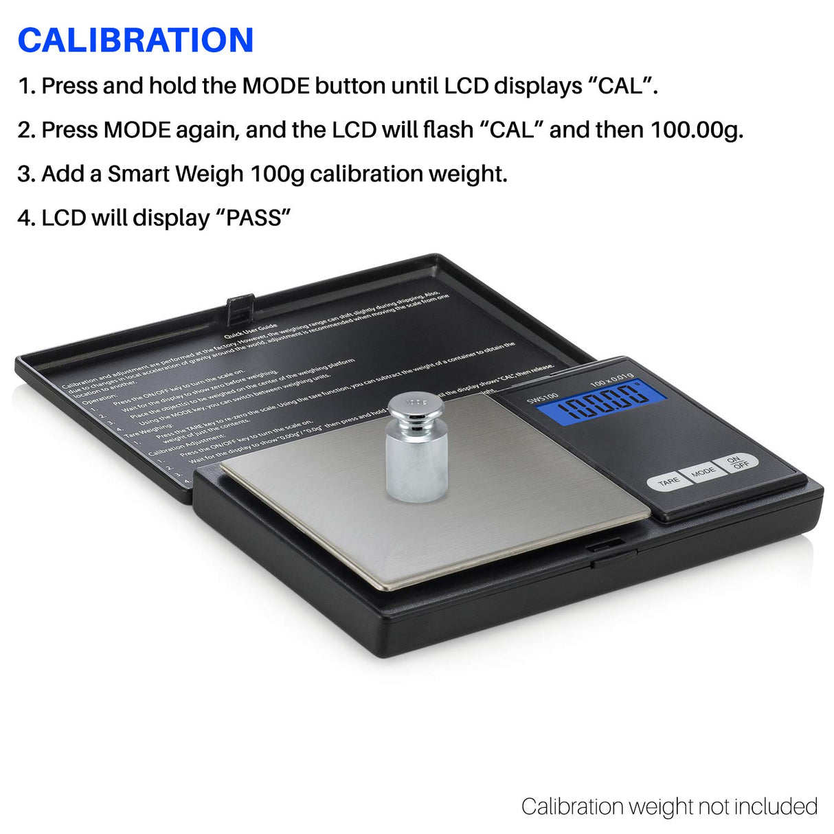 Smart Weigh Digital Pocket Gram Scale,100g x 0.01g Digital Gram Scale, Jewelry Scale, Food Scale, Kitchen Scale Black, Battery Included Smart Weigh