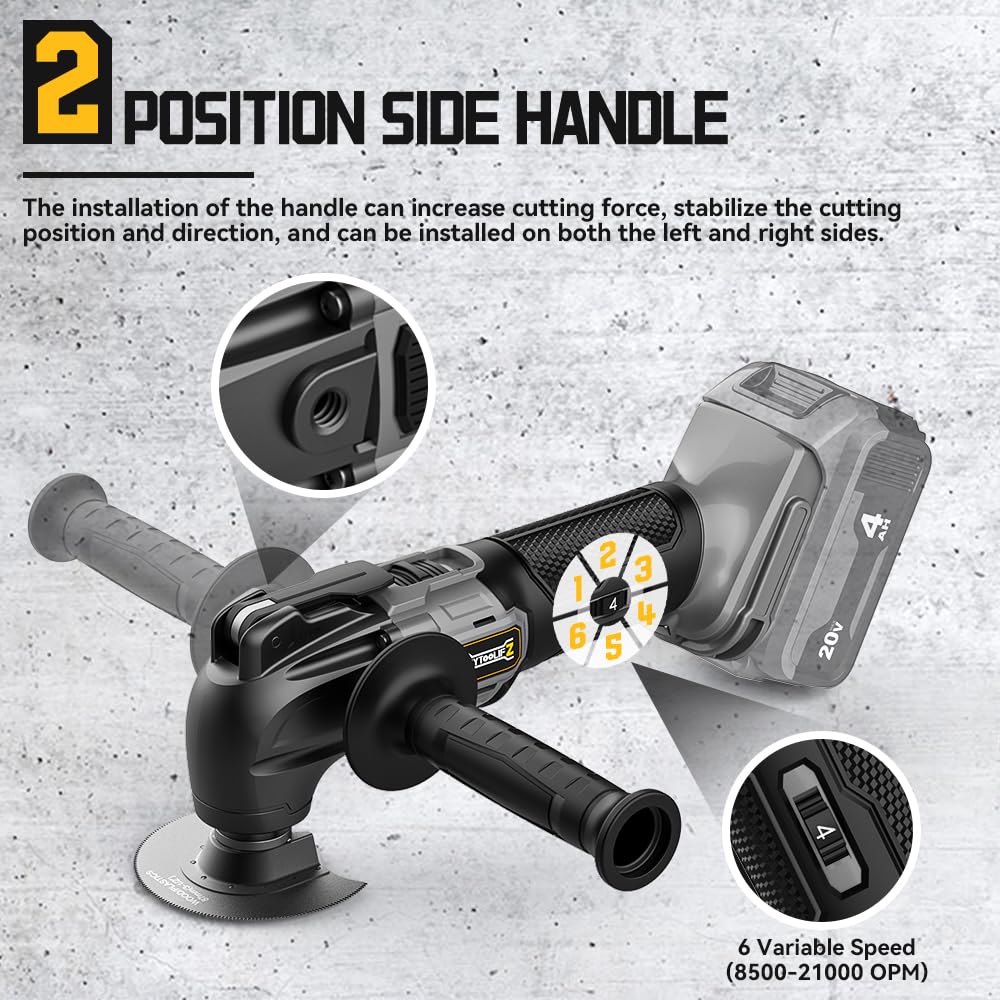 Cordless Oscillating Tool for Dewalt 20V Battery, 6 Variable Speed Brushless-Motor Tool, Oscillating Multi Tool Kit for Cutting Wood Drywall Nails DIYtoolifz