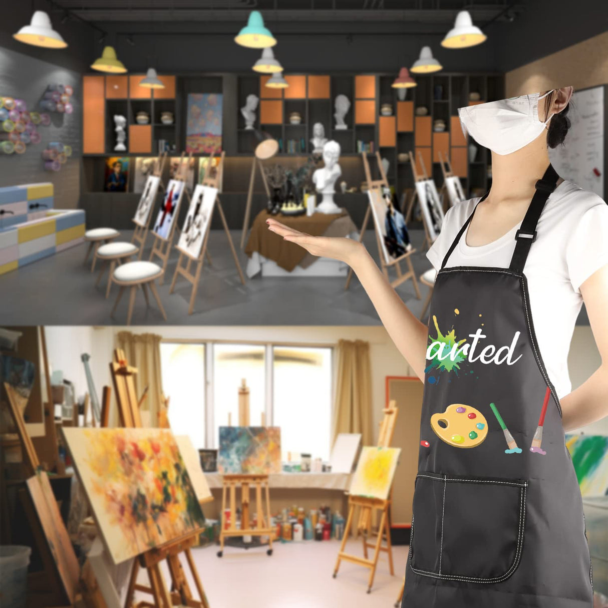 MBMSO Painting Artist Apron I Arted Apron Artist Painter Gifts Funny Art Teacher Student Gifts Apron Paint Lovers Gifts (I Arted Apron-black) MBMSO