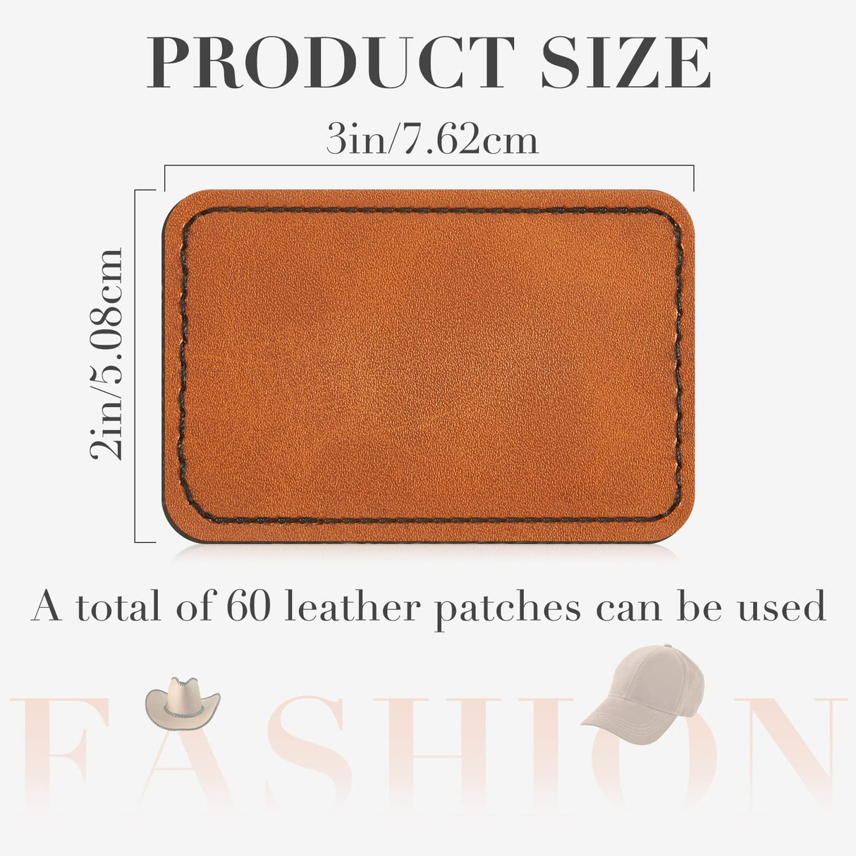 60 Pcs Blank Leatherette Hat Patches with Adhesive Rustic Leatherette Rectangle Patch Faux Leather Patches for Hats Custom Fabric Repair Sew Laser Dunzy