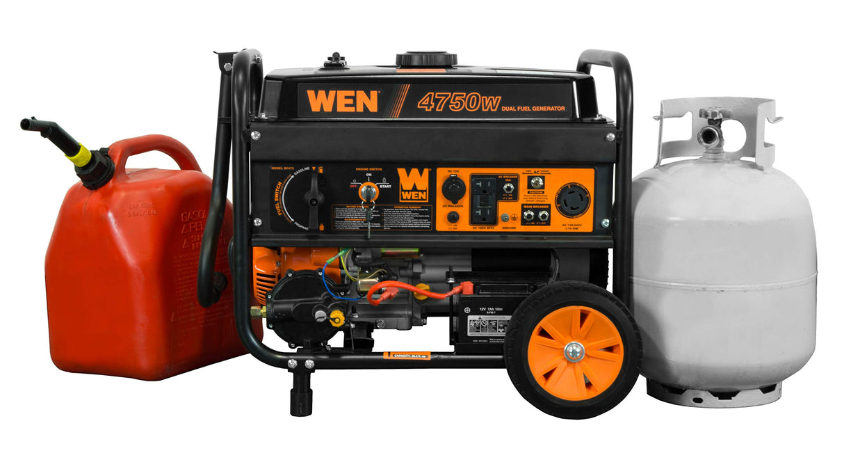 WEN DF475T Dual Fuel 120V/240V Portable Generator with Electric Start Transfer Switch Ready, 4750-Watt, CARB Compliant WEN