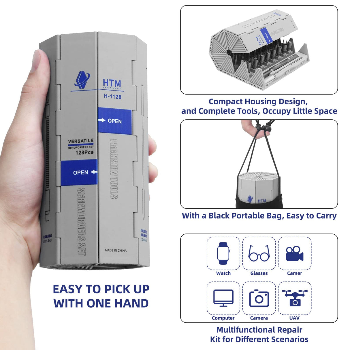 HengTianMei 128 in 1 Precision Screwdriver Set Professional Magnetic Repair Tool Kit for Computer, Laptop, Xbox, Macbook, Game Console (H1128) HengTianMei