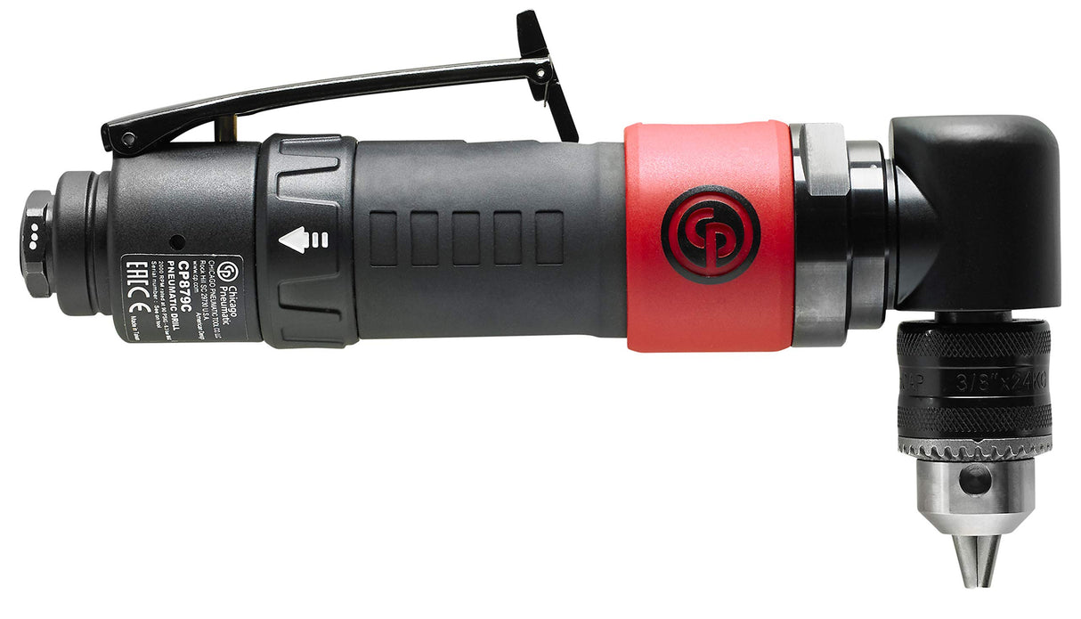 Chicago Pneumatic CP879C - Air Power Drill, Hand Drill, Power Tools & Home Improvement, 3/8 Inch (10 mm), Keyed Chuck, Angle Handle, 0.35 HP / 260 W, Chicago Pneumatic