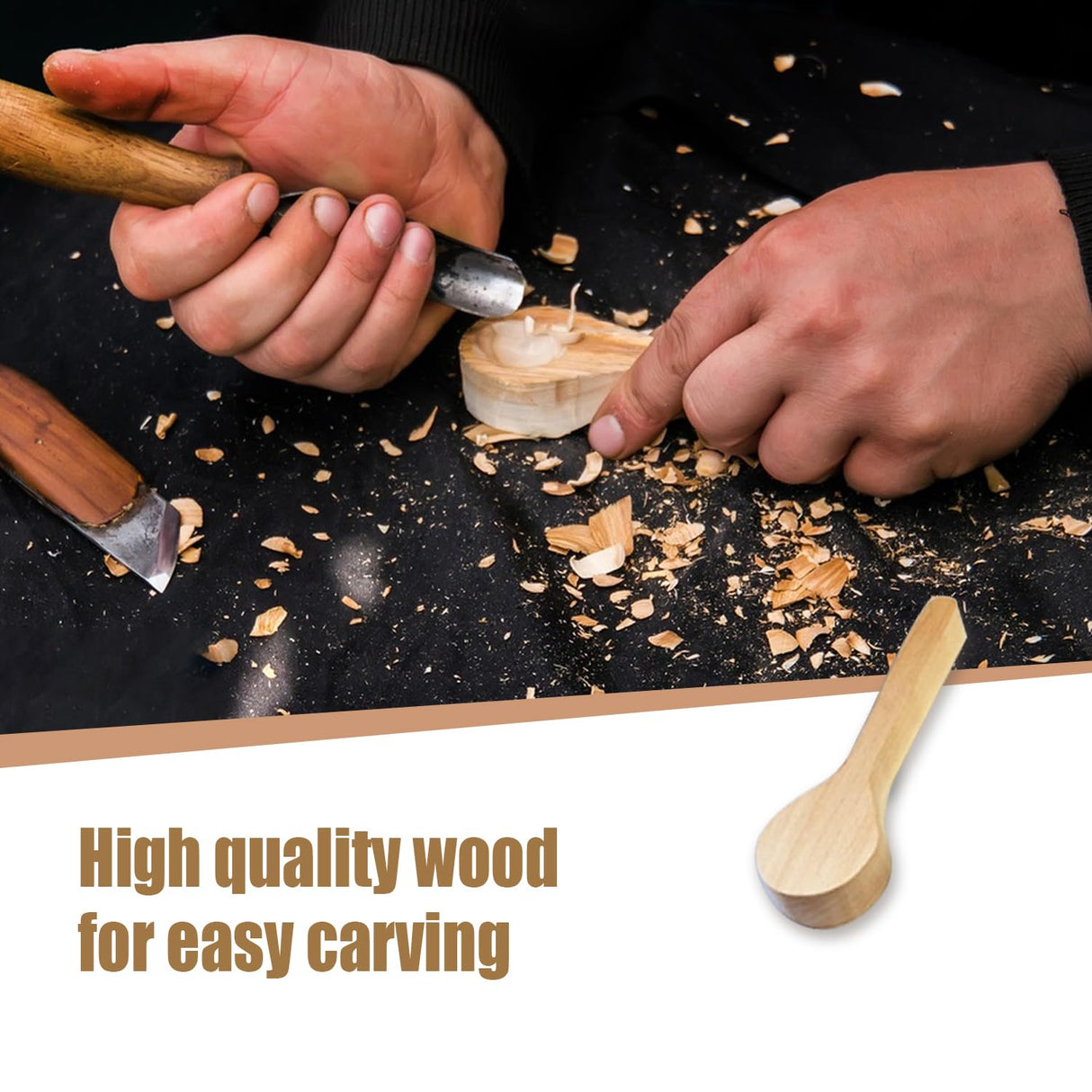 Unfinished Wood Carving Spoon Kit, Blank Wooden Spoon for Whittling Unfinished Wood Blocks Carving Blanks Hobby Wood Carving Blocks Wooden Blank for dcvbny