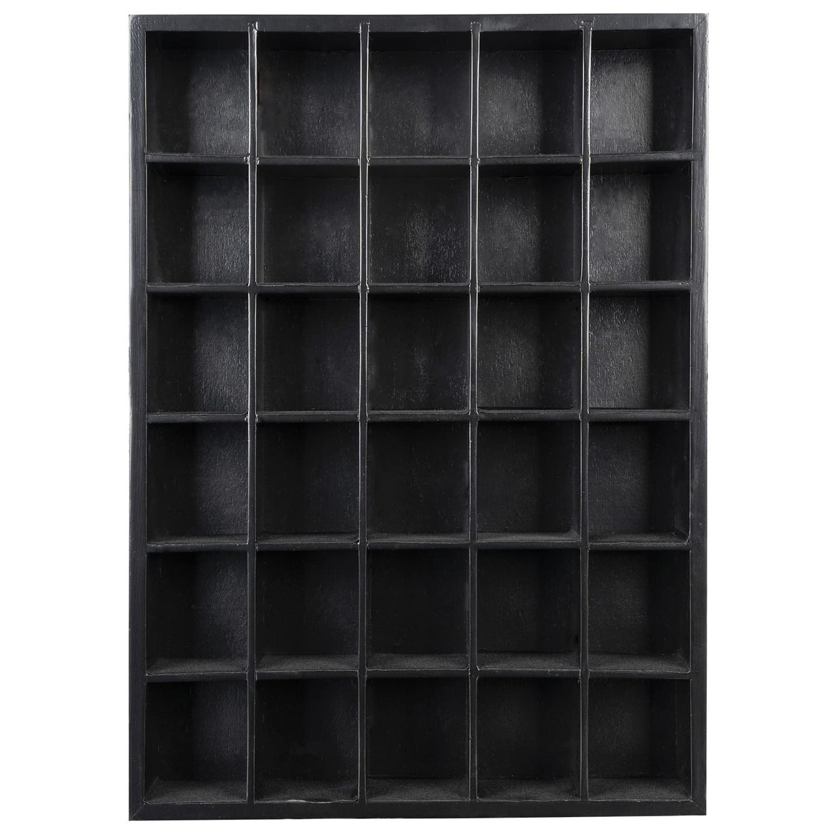 GSM Brands Shot Glass Display Case, Black Wood, Holds Set of 30 Glasses (16.7 x 12.2 - Each Opening Measures 2.52 x 2.13) GSM Brands
