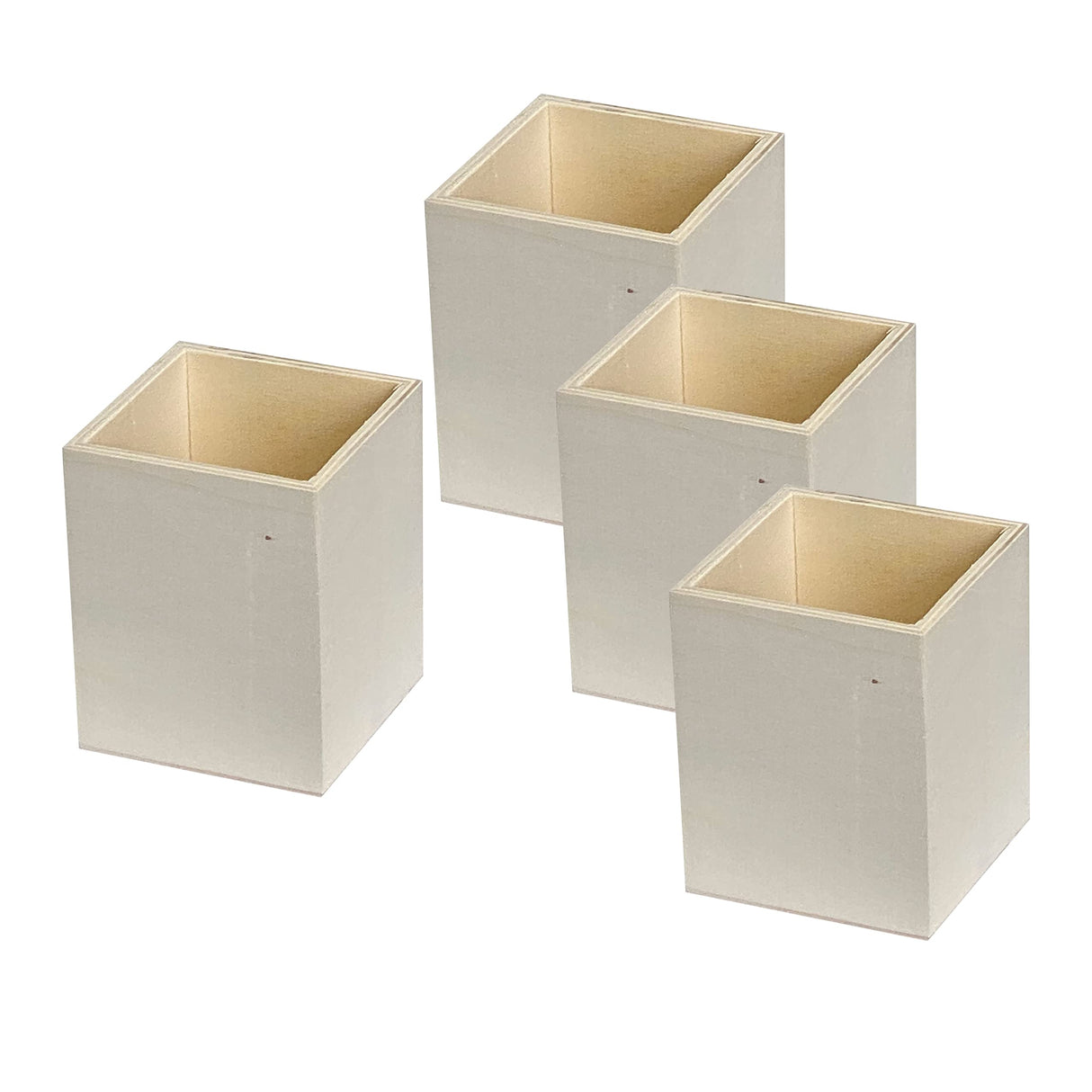 4 Pack Unfinished Wood Pen hlolder Unpainted Wooden Pencil Holder for DIY Crafts (3x3x4 Inches) Cregugua