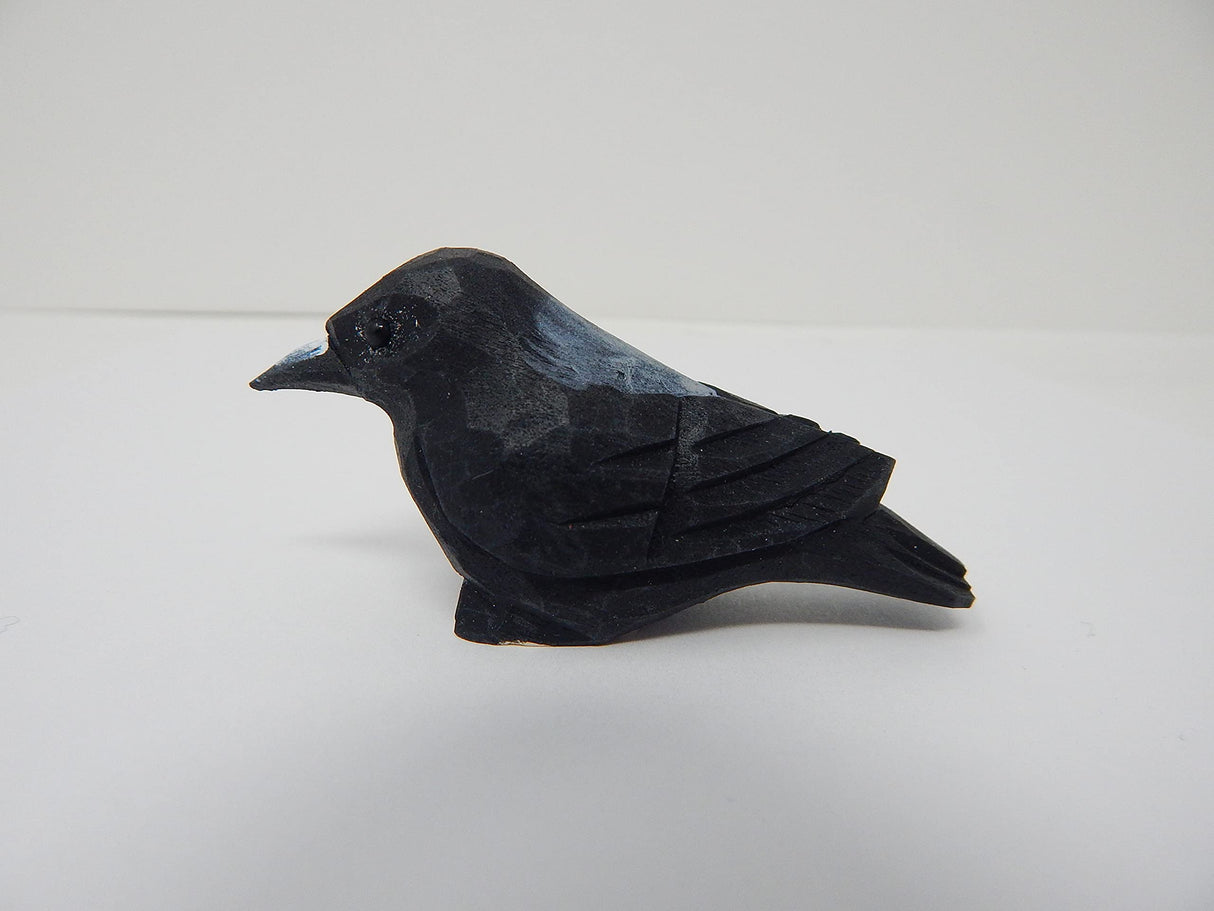 Native Wooden Creations Raven Black Bird Crow Figurine Statue Sculpture Art Miniature Wood Carving Decor Small Animal Native Wooden Creations