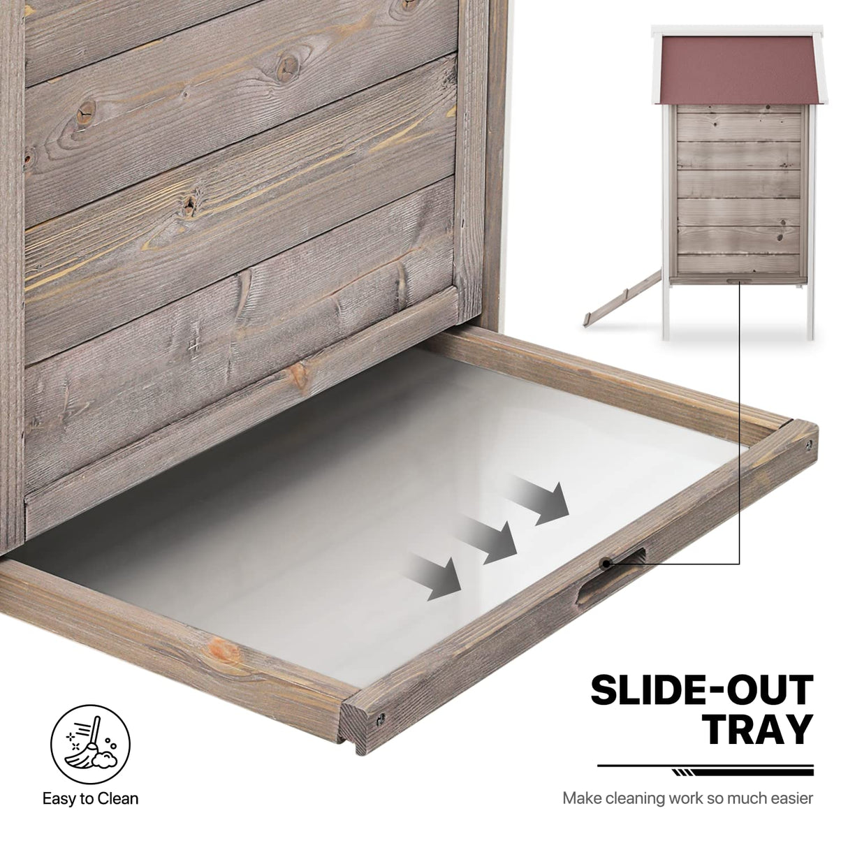 MoNiBloom Chicken Coop Hen House with Nesting Box for Yard, Removable Bottom Wooden Poultry Hutch Rabbit Cage for Easy Cleaning, Waterproof Roof MoNiBloom