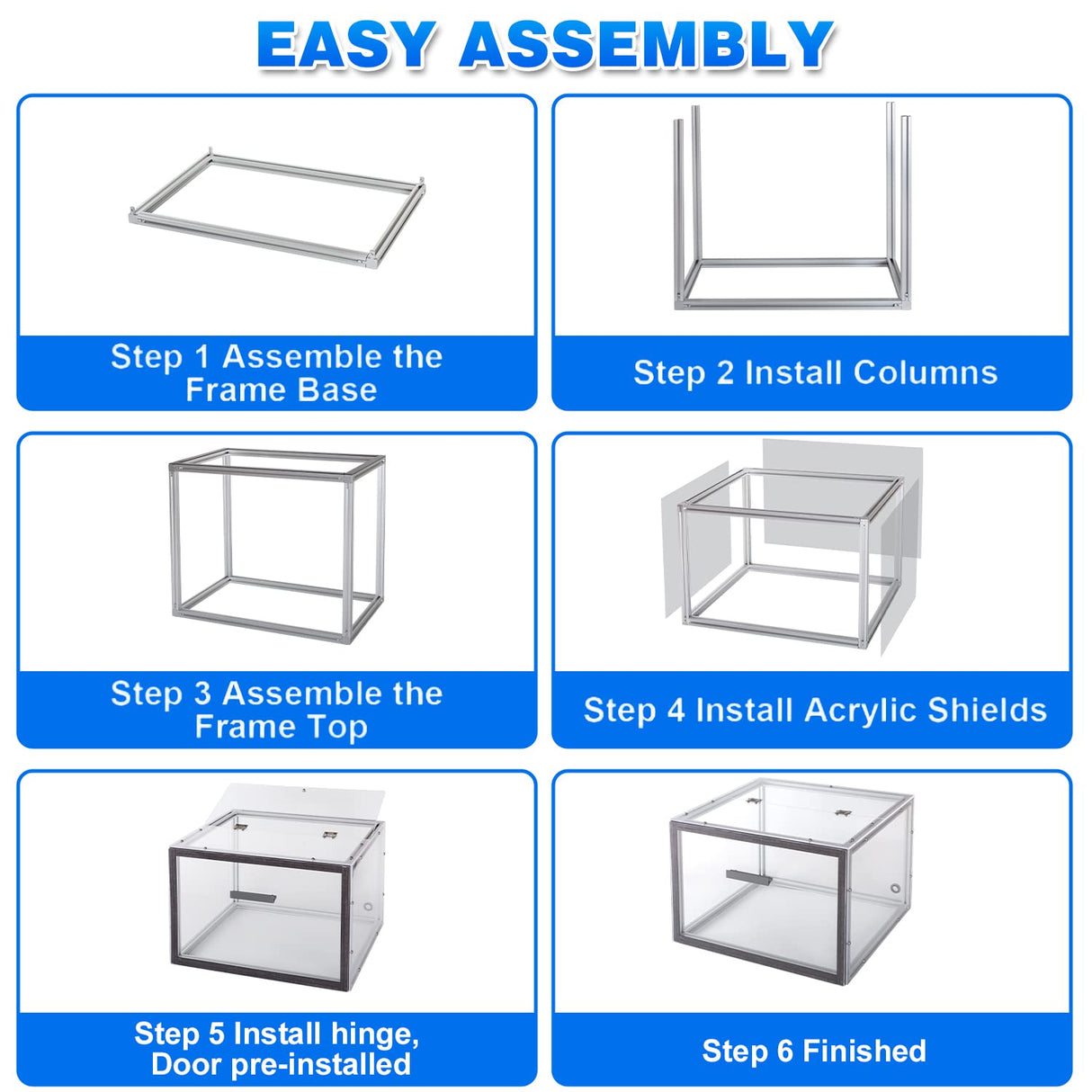 Acrylic CNC Enclosure 510 x 455 x 335 mm, Enhanced Protection, Dustproof,Cleaning, Noise Reduction, Compatible with CNC Router Machine 3018 Zhong Hua Jiang