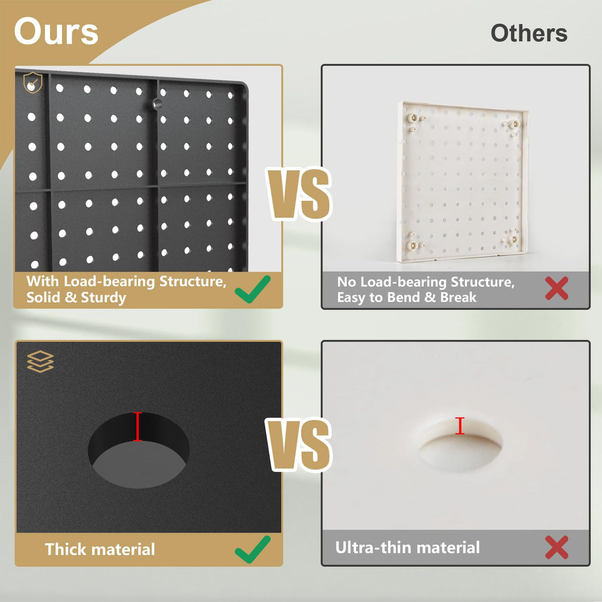 FZK Peg Board,Pegboard 32"*32",Pegboard Wall Organizer with Strong Ribs Back Holds up for 200Ib, Black Pegboard 4pcs,Peg Boards for Walls for Garage FZK