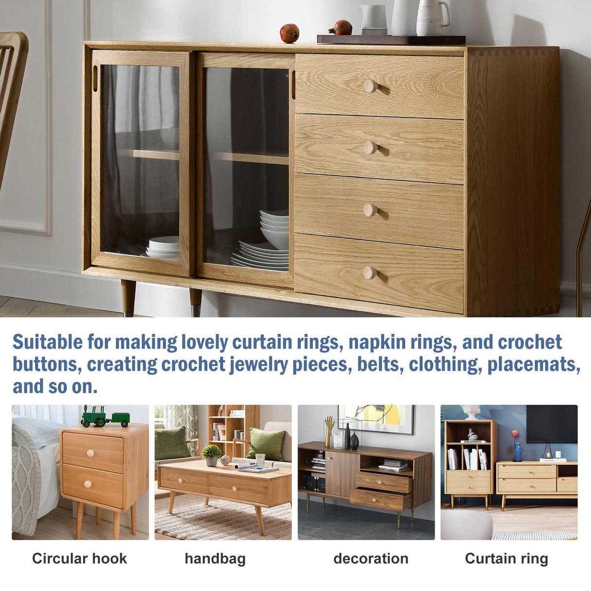 FoDau770 30pcs Unfinished Wood Knobs, Flat Top Round Cabinet Knobs Vintage Drawer Knobs, Natural Wooden Cabinet Hardware for Furniture Drawer Dresser FoDau770