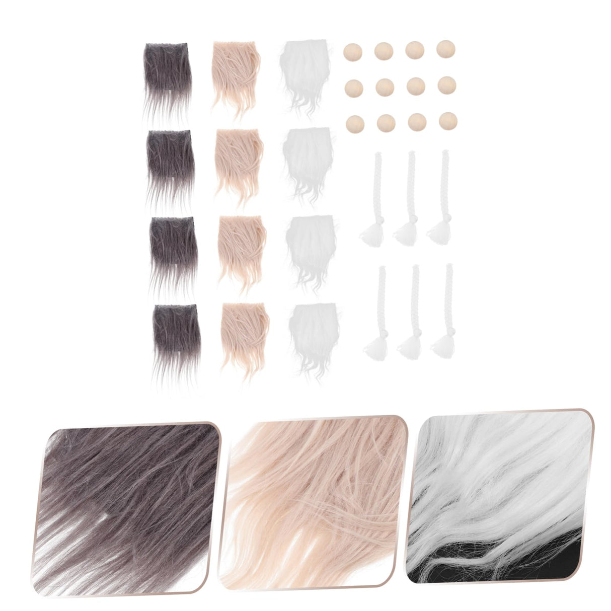 VILLCASE 1 Set Braid Suit Pre-Cut gnome Beard Gnome Doll Nose Arts and Crafts kit fursuits DIY gnome kit Mini Unfinished Wooden Balls mrs Cute Beards VILLCASE