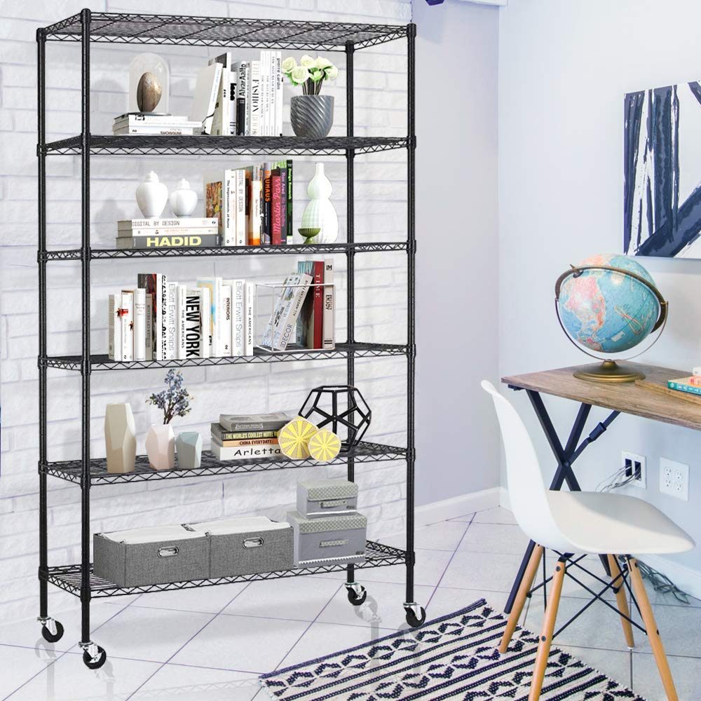 BestMassage 72"x48"x18" 6 Tire Wire Shelving Unit NSF Storage Shelves Large Heavy Duty Metal Shelf Organizer Height Adjustable Commercial Grade Steel BestMassage