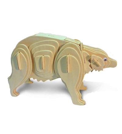 Puzzled 3D Puzzle Black Bear Wood Craft Construction Model Kit, Fun & Educational DIY Animal Wooden Toy Assemble Model Unfinished Crafting Hobby