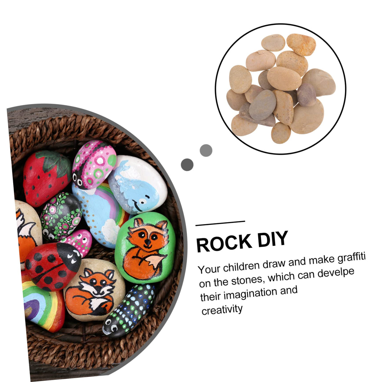 COHEALI 60 Pcs Painted Stone Flower Pot Pebbles Natural River Rocks Smooth Rocks Bundle River Stones Drawing Stones for DIY River Rocks for Painting COHEALI