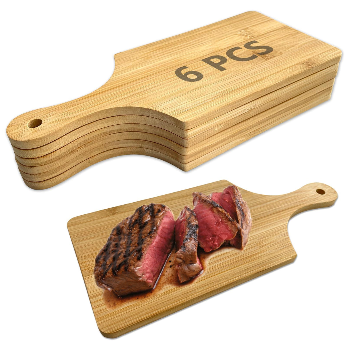 6 Pcs Mini Charcuterie Boards,11x5 Inch Wood Cutting Board Bulk,Mini Cutting Boards For Crafts With Handle,Laser Engraving Cutting Board XINGTS