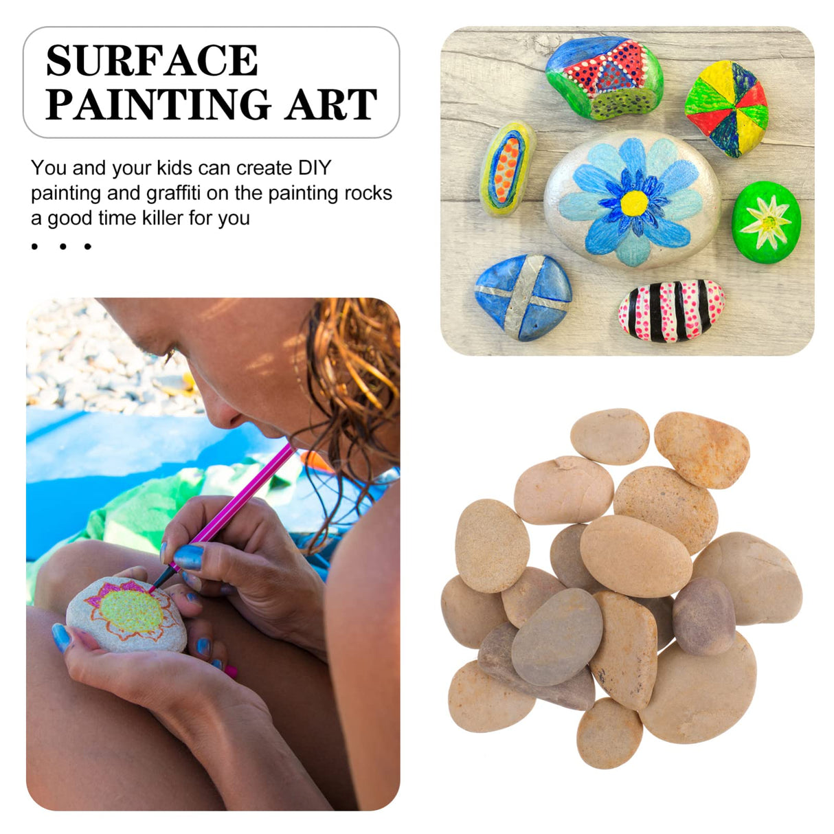 MAGICLULU 20pcs Painted Stone River Rocks for Painting Smooth Natural Stones Painting Rocks Bulk for Adults Bundle River Stones Birthday Party MAGICLULU