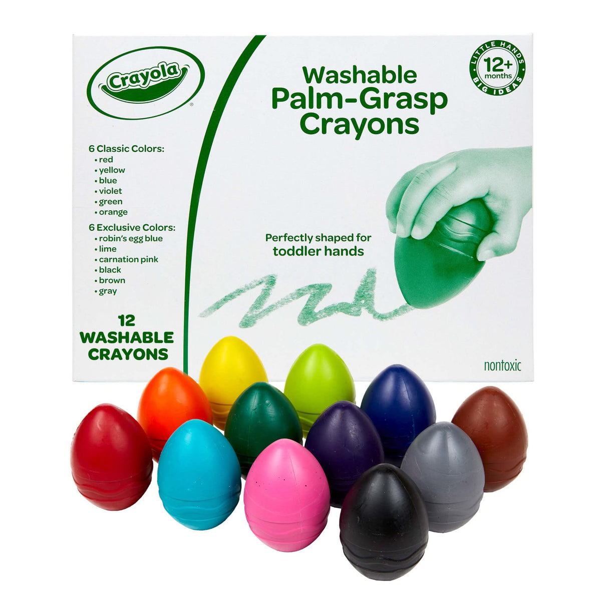 Crayola Toddler Crayons in Egg Shape (12ct), Jumbo Washable Crayons, Big Crayons For Toddlers, Toddler Toys, Holiday Gift, 1+ Crayola