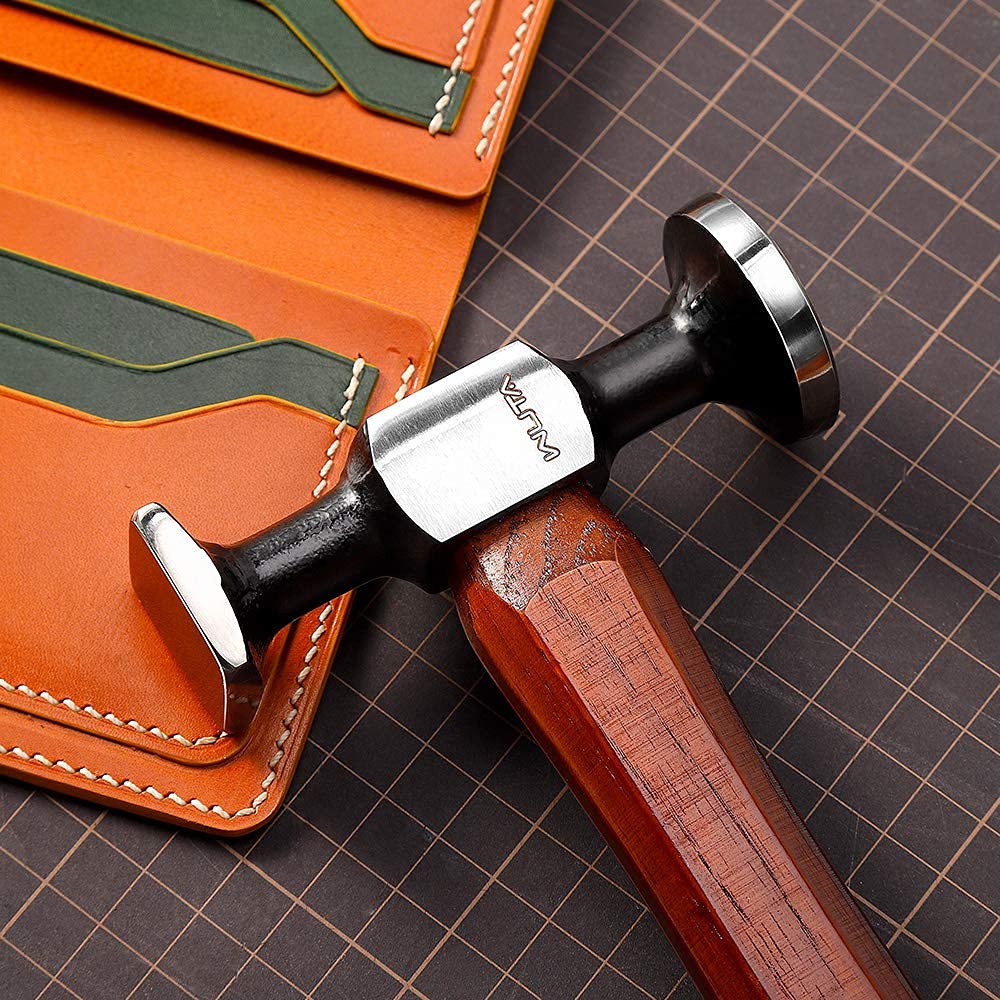 WUTA Leather Mallet Hammer Carbon Steel Double Head Hammer Cobbler Hammer for Professional Leather Craft Tool WUTA