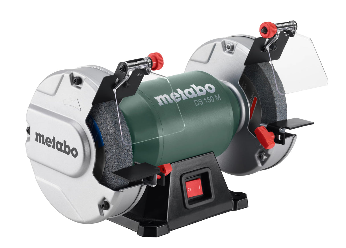 Metabo 6-Inch Shop Bench Grinder | 370 W | 3.4 Amp | Adjustable Eye Shield and Spark Deflectors | 3-Year Limited Warranty | DS 150 M, Green Metabo