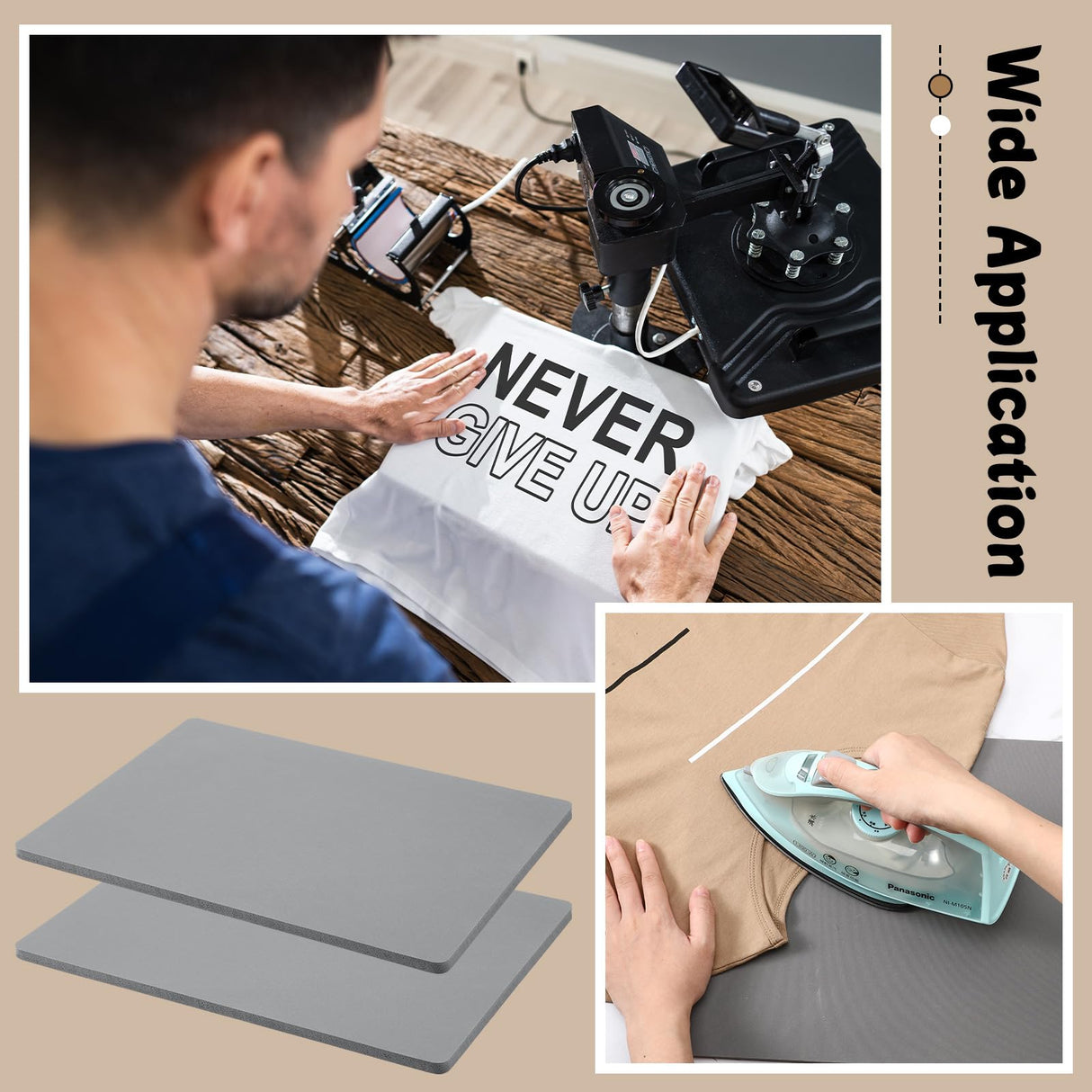 Frienda 2 Pcs Heat Press Pad Mat 0.31 Inch Thick Silicone Mat for Heat Press Flat Press Replacement Pad for Sublimation Heat Transfer Machine T Shirt Frienda
