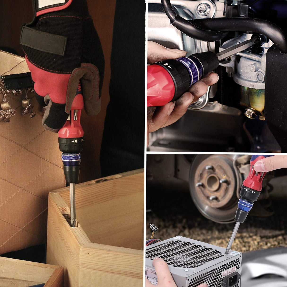 WORKPRO 12-in-1 Ratcheting Multi-Bit Screwdriver Set, Quick-load Mechanism Screwdriver with Double End Bits in Handle WORKPRO