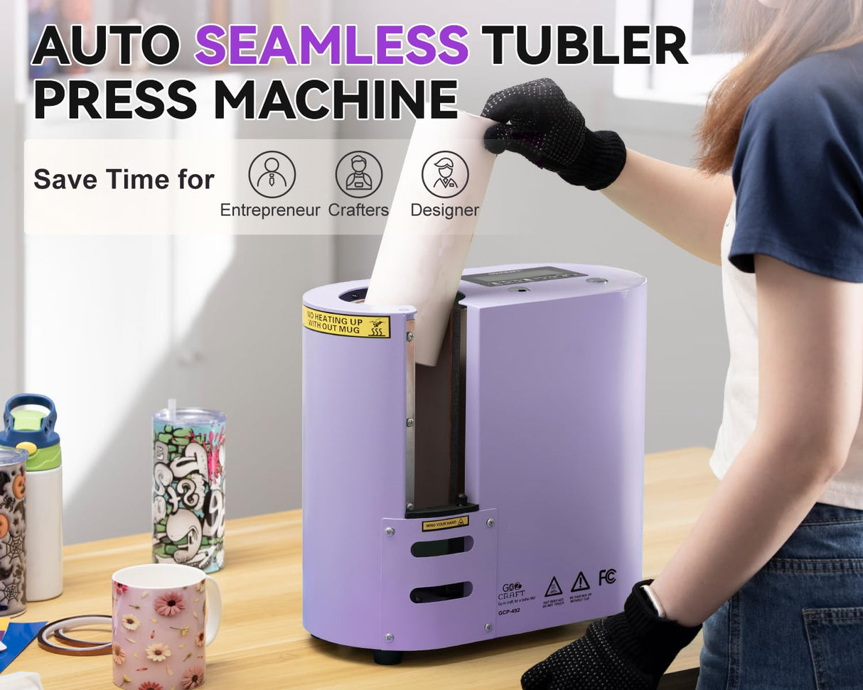 GO2CRAFT Auto Seamless Tumbler Heat Press Machine, Automatic Rotation Advanced Cup Heat Press with Fast & Even Heating, 4 Memory Modes for 11-30oz GO2CRAFT